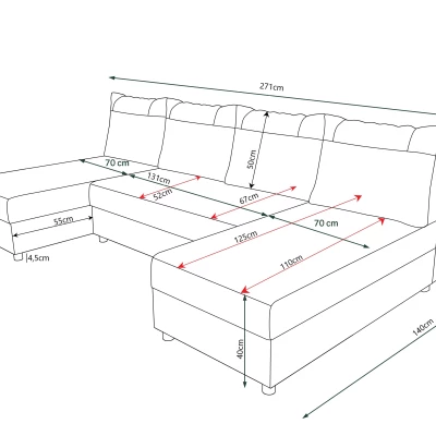 U-förmige Couchgarnitur SANVI – Schwarz/Orange