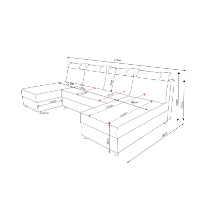 U-förmige Couchgarnitur SANVI – Schwarz/Blau