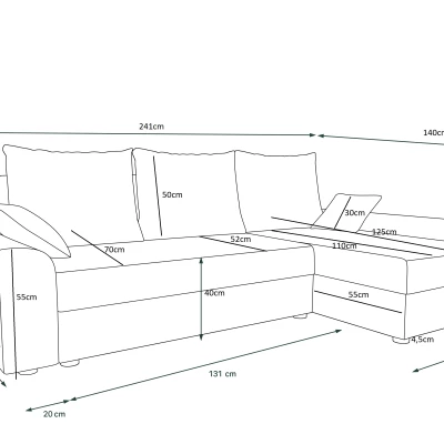 Elegantes Ecksofa DAGMAR – dunkelbraun / braun