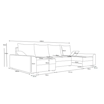 Elegante U-Form Couchgarnitur DAGMAR – grün / schwarz