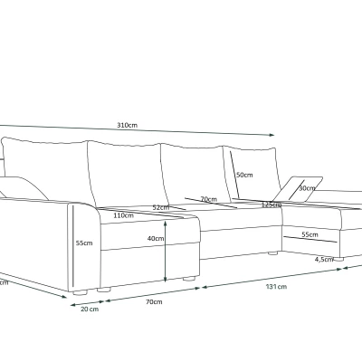 Elegante U-Form Couchgarnitur DAGMAR – dunkelbraun / braun