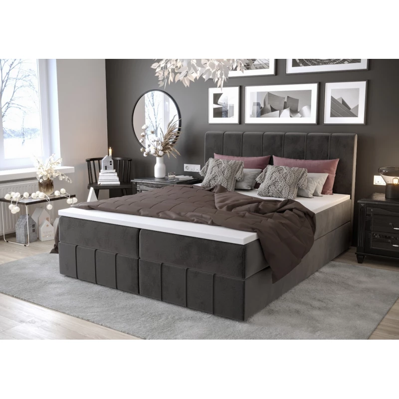 Boxspringbett mit Stauraum MADLEN COMFORT – 180x200, Asche