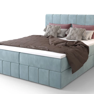 Boxspringbett mit Stauraum MADLEN – 200x200, Hellblau