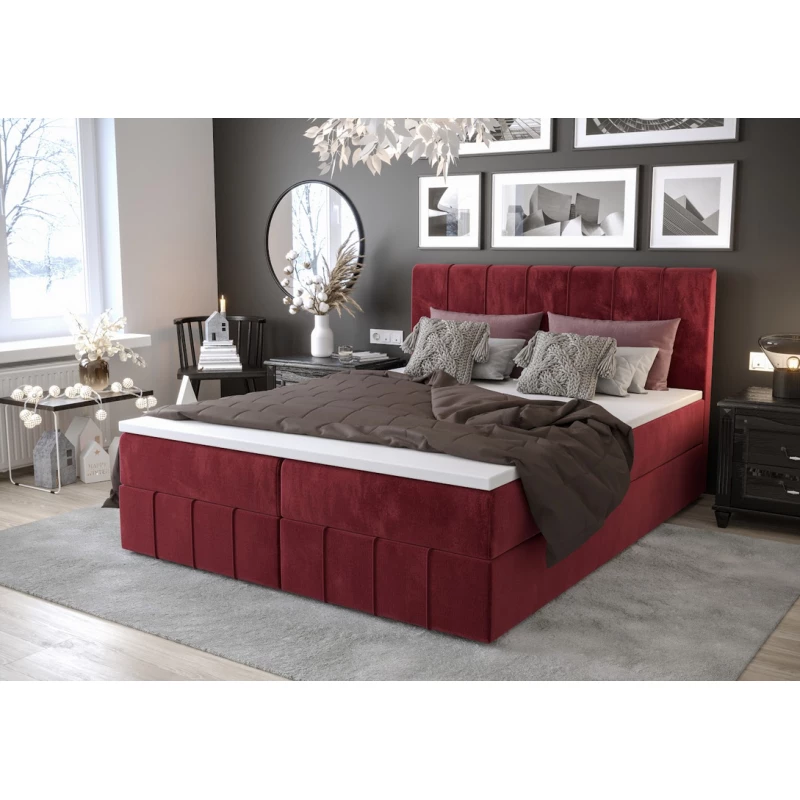 Boxspringbett mit Stauraum MADLEN COMFORT – 200x200, Rot