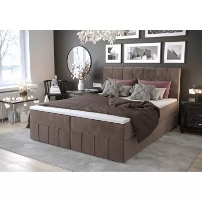 Boxspringbett mit Stauraum MADLEN COMFORT – 200x200, Milchschokolade