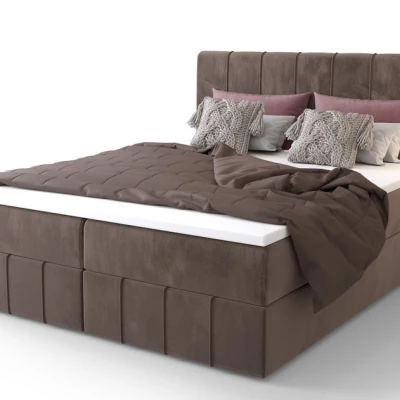 Boxspringbett mit Stauraum MADLEN COMFORT – 200x200, Milchschokolade