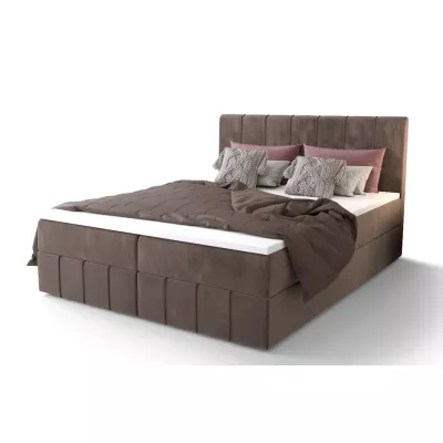 Boxspringbett mit Stauraum MADLEN COMFORT – 200x200, Milchschokolade