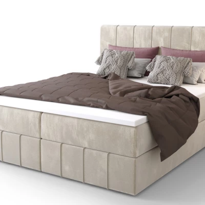 Boxspringbett mit Stauraum MADLEN COMFORT – 200x200, Beige