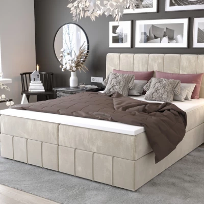 Boxspringbett mit Stauraum MADLEN – 200x200, Beige