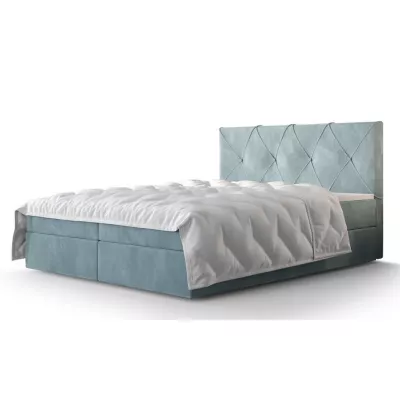 Hotelbett mit Stauraum LILIEN – 200x200, hellblau