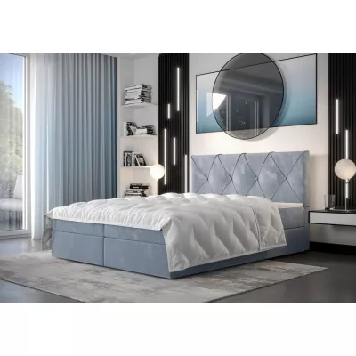 Hotelbett mit Stauraum LILIEN – 200x200, blau