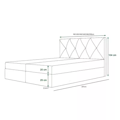 Hotelbett mit Stauraum LILIEN – 200x200, grün