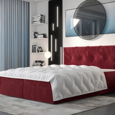 Hotelbett mit Stauraum LILIEN – 200x200, rot