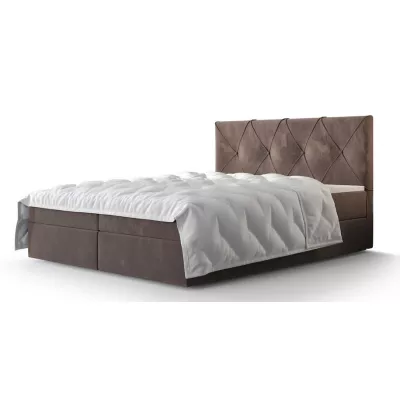 Hotelbett mit Stauraum LILIEN – 200x200, Milchschokolade