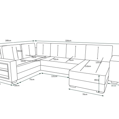 Geräumiges Sofa KAMONA – schwarz, rechts