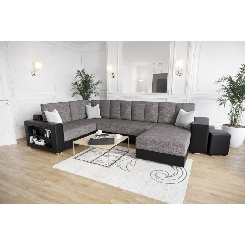 Geräumiges Sofa mit Öko-Leder KAMONA – grau/schwarz