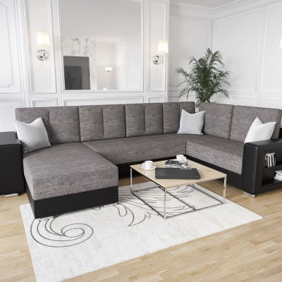 Geräumiges Sofa mit Öko-Leder KAMONA – grau/schwarz, rechts