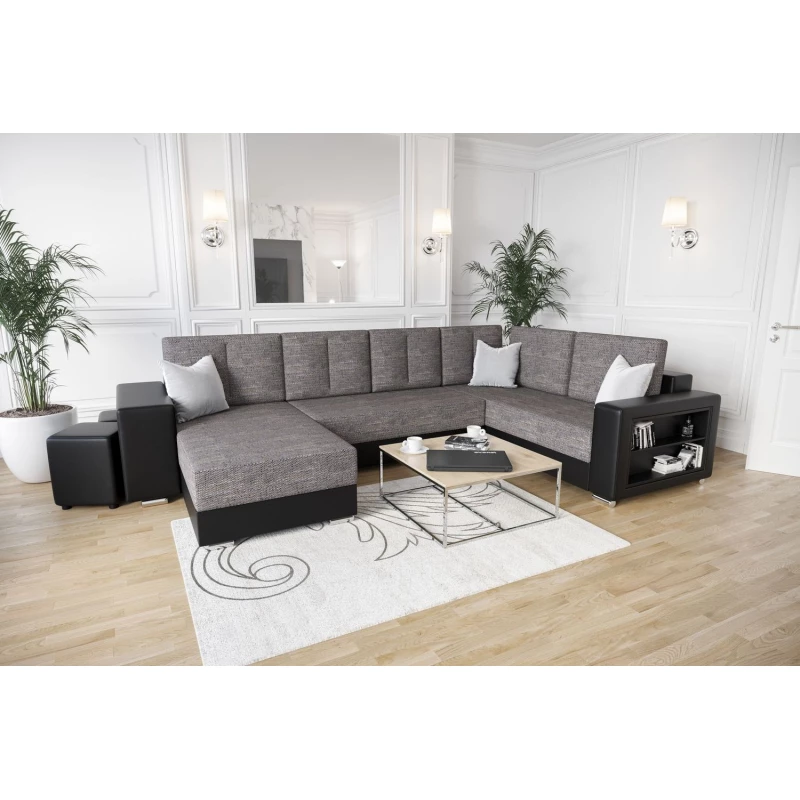 Geräumiges Sofa mit Öko-Leder KAMONA – grau/schwarz, rechts