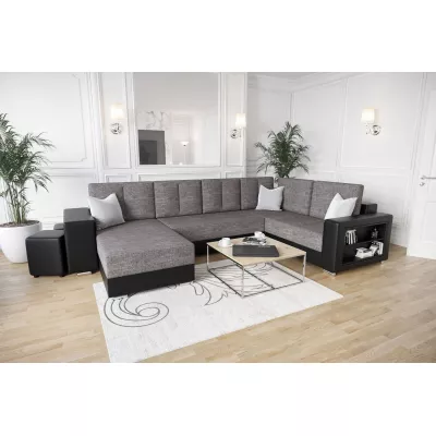 Geräumiges Sofa mit Öko-Leder KAMONA – grau/schwarz, rechts