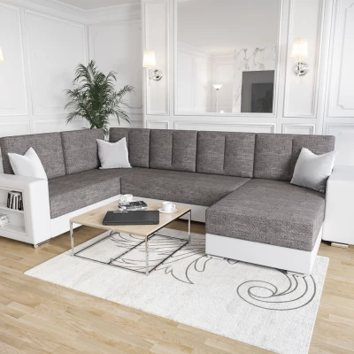 Geräumiges Sofa mit Öko-Leder KAMONA – grau/weiß