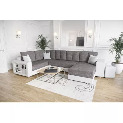 Geräumiges Sofa mit Öko-Leder KAMONA – grau/weiß