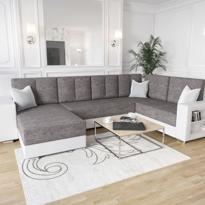 Geräumiges Sofa mit Öko-Leder KAMONA – grau/weiß, rechts