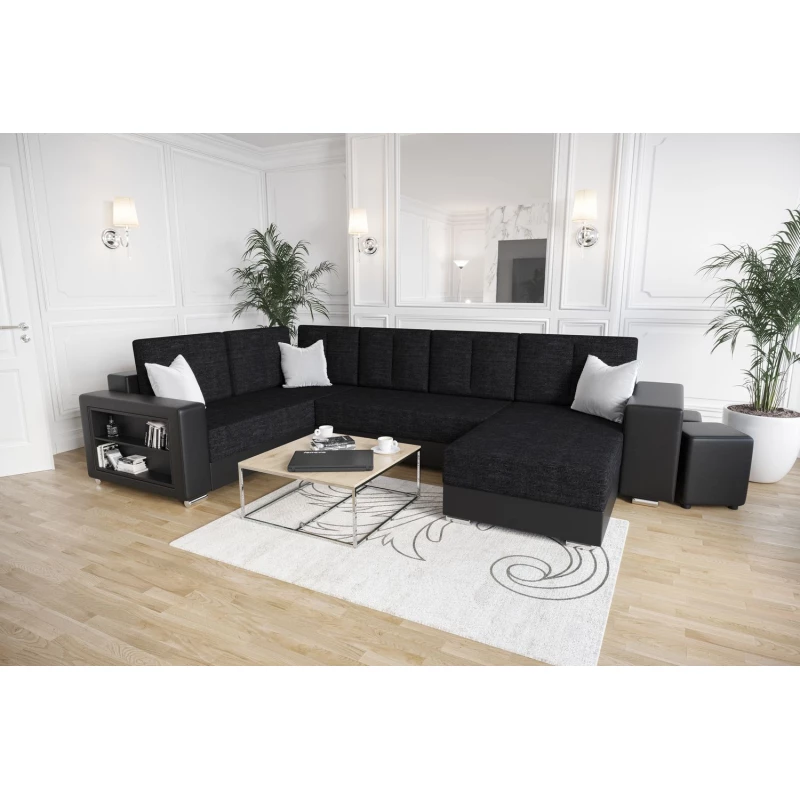 Geräumiges Sofa mit Öko-Leder KAMONA – schwarz