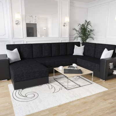 Geräumiges Sofa mit Öko-Leder KAMONA – schwarz, rechts