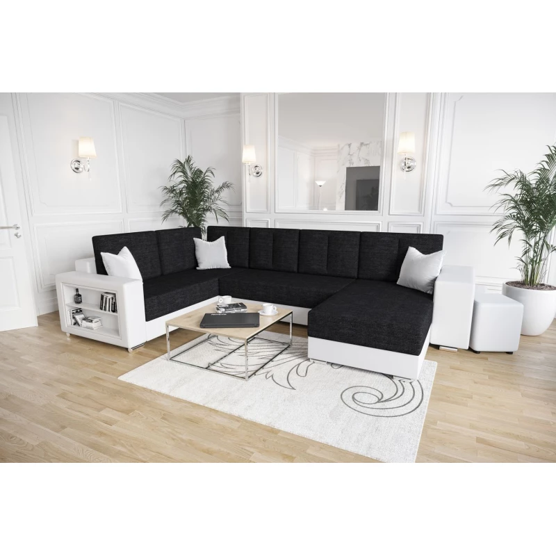 Geräumiges Sofa mit Öko-Leder KAMONA – schwarz/weiß