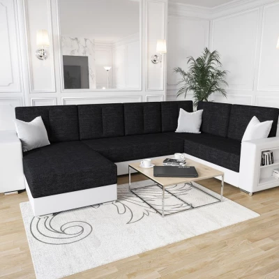 Geräumiges Sofa mit Öko-Leder KAMONA – schwarz/weiß, rechts