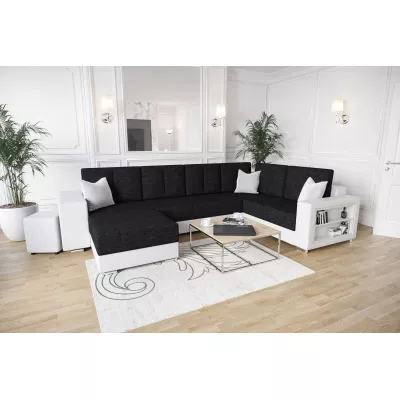 Geräumiges Sofa mit Öko-Leder KAMONA – schwarz/weiß, rechts