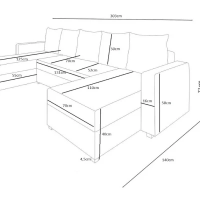 Praktische U-Form Couchgarnitur ANNIE 1 – schwarz