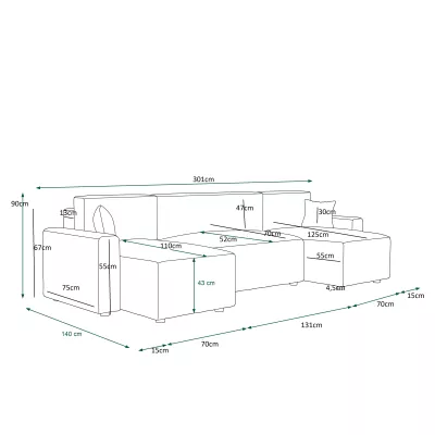 Bequeme U-förmige Schlafcouch RADANA – braun 2