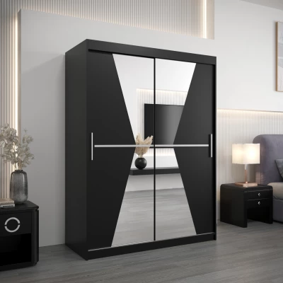 Kleiderschrank mit Spiegeln MILANA – Breite 150 cm, schwarz