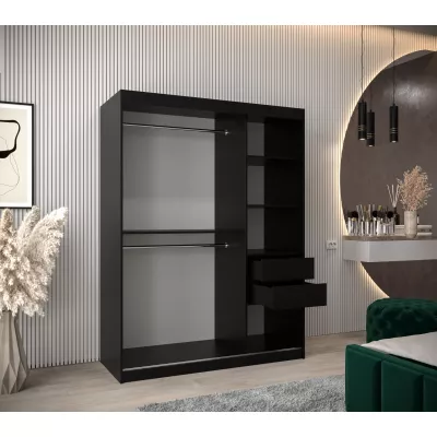 Kleiderschrank mit Spiegeln MILANA – Breite 150 cm, schwarz / Eiche artisan