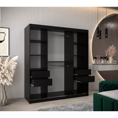 Schwebetürenschrank MILANA – Breite 180 cm, Schwarz/Weiß