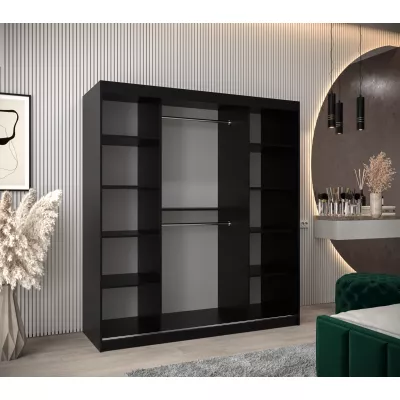 Schwebetürenschrank MILANA – Breite 180 cm, Schwarz / Eiche Sonoma