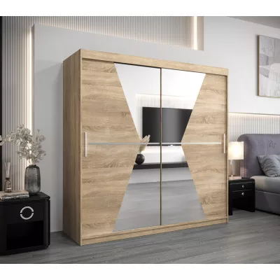 Kleiderschrank MILANA – Breite 200 cm, Eiche sonoma