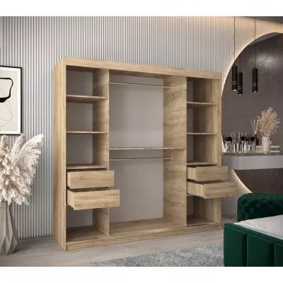 Kleiderschrank MILANA – Breite 200 cm, Eiche sonoma / weiß