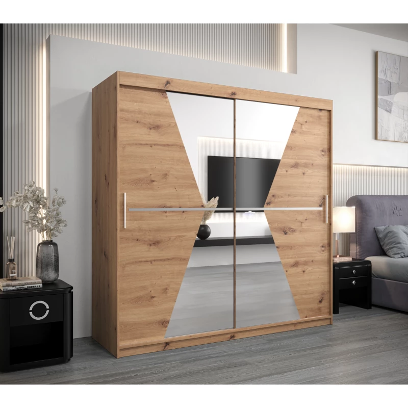 Kleiderschrank MILANA – Breite 200 cm, Eiche artisan