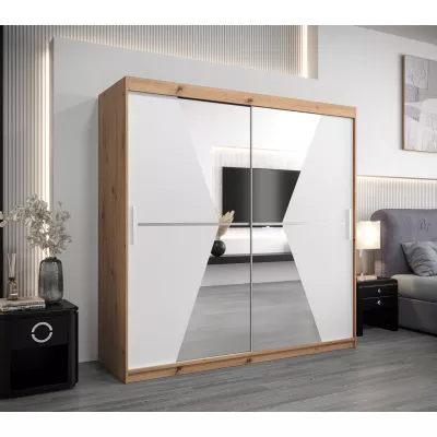 Kleiderschrank MILANA – Breite 200 cm, Eiche artisan / weiß