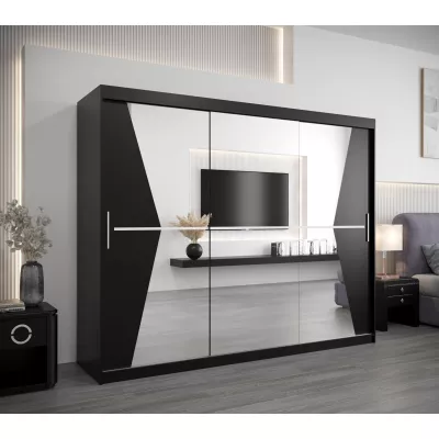 Schwebetürenschrank MILANA – Breite 250 cm, Schwarz