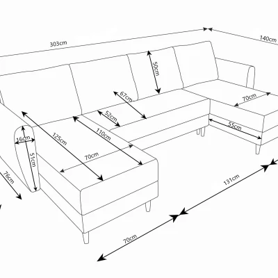 Couchgarnitur in U-Form PIVEK – Grün