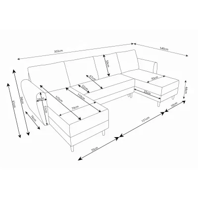 U-förmige Couchgarnitur PIVEK – Blau