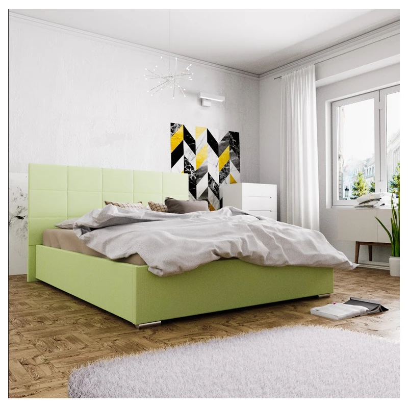 Ehebett mit Stauraum FLEK 4 – 140x200, gelbgrün