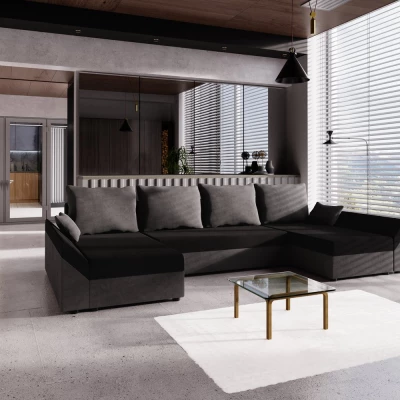 U-förmiges Sofa ANNELIES – Grau/Schwarz