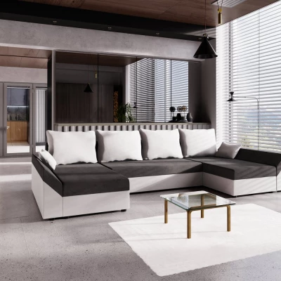 U-förmiges Sofa ANNELIES – Grau/Weiß