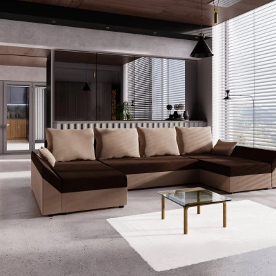 U-förmiges Sofa ANNELIES – Beige/Bronze