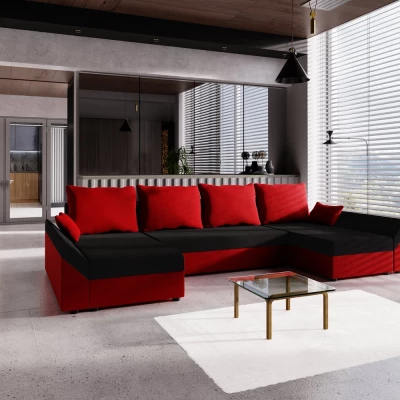 U-förmiges Sofa ANNELIES – Schwarz/Rot