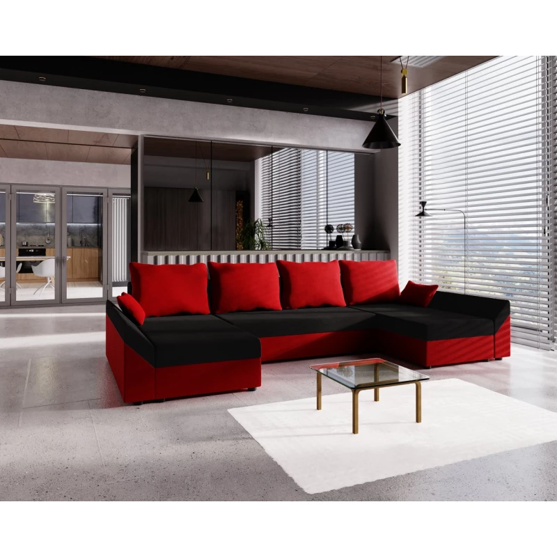 U-förmiges Sofa ANNELIES – Schwarz/Rot